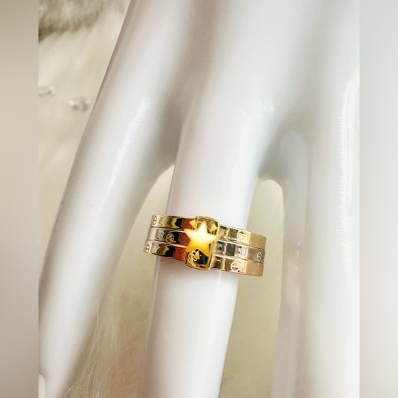 Tricolor Ring. 💛 Real 18(18k) Karat Solid Gold Jewelry - Picture 2 of 8